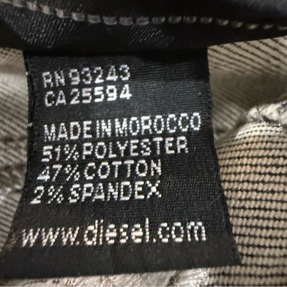 Y2K Vintage DIESEL Denim Flare Pants Side AnkleSlits Womens 28 Gray/Pink Accents - Picture 7 of 12